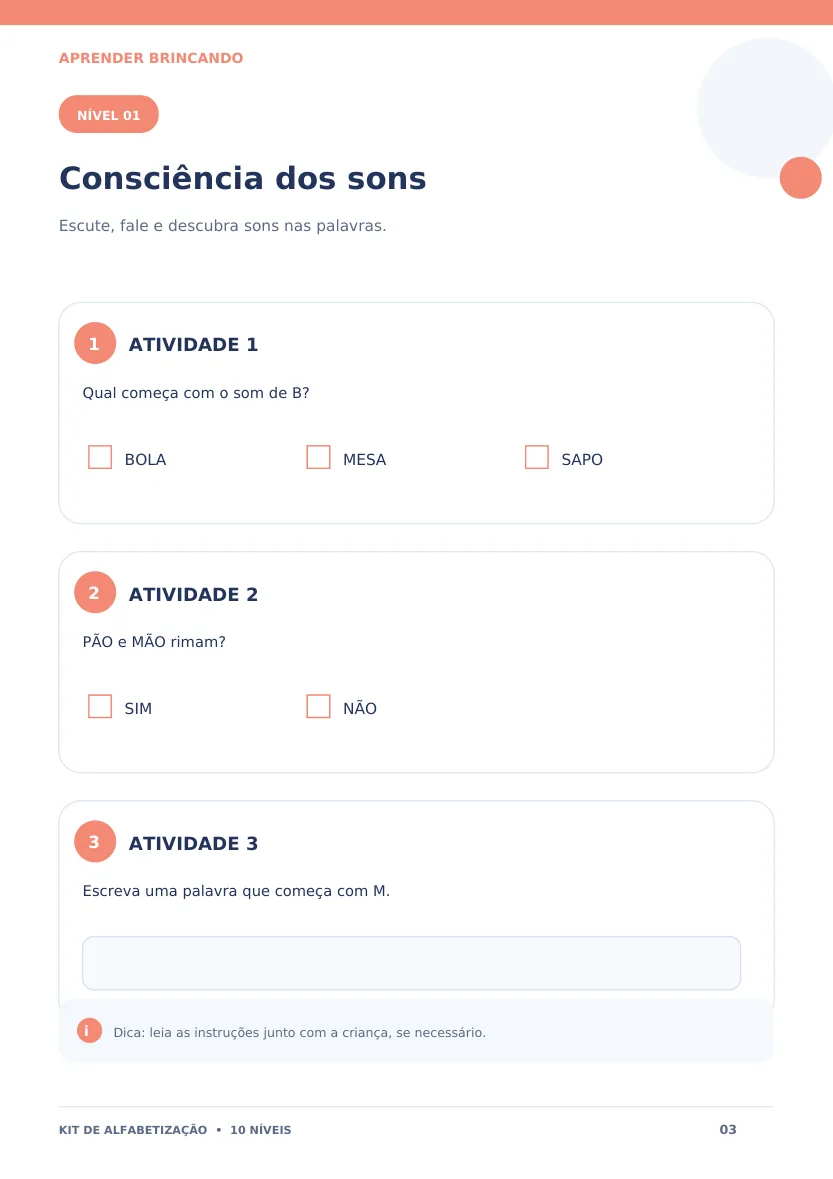 Página real: Consciência dos sons