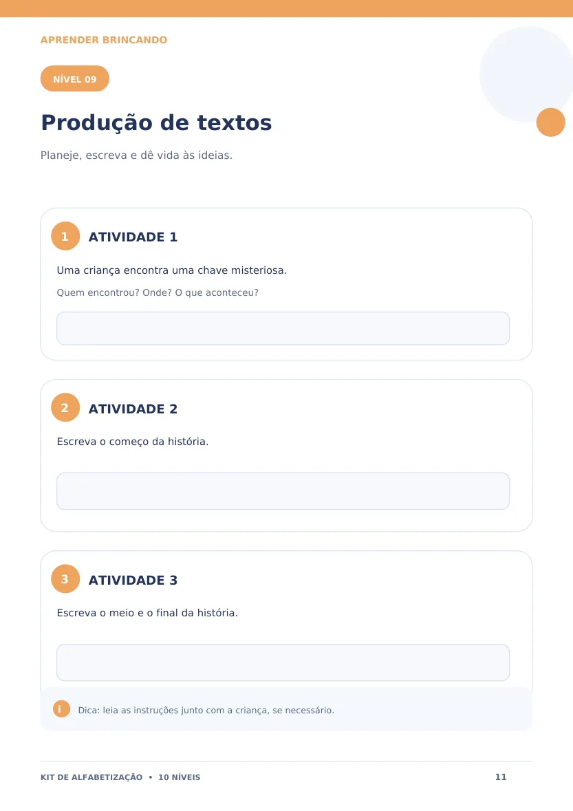 Página real: Produção de textos